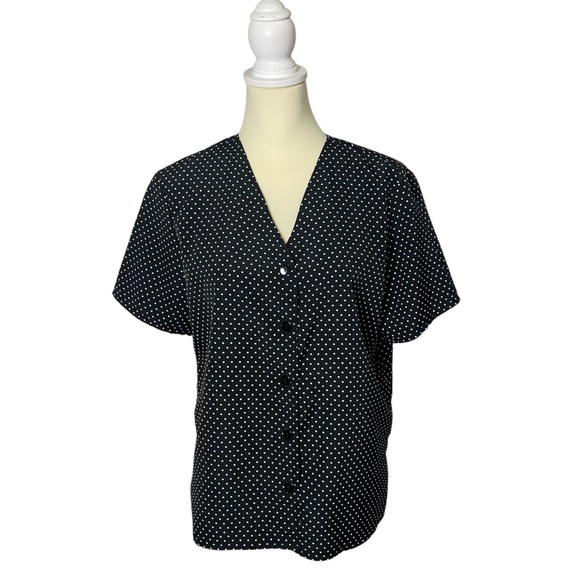 Vintage Kathie Lee Collection Polk Dot Button Front Blouse Women's Size Large - Picture 1 of 13